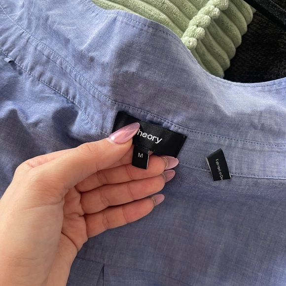 Theory Off the Shoulder Blue Top - Picture 2 of 3
